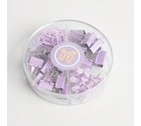 Shein 1 caja de set de papelería que incluye clips de papel, clips de carpeta y chinchetas, de vuelta a la escuela