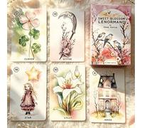 Shein 1 Caja Sweet Blossom Lenormand, Mazo de Adivinación de 38 Piezas, Tarot de Flores para Principiantes, Regalo, Diseñado Especialmente para Explorar Rel