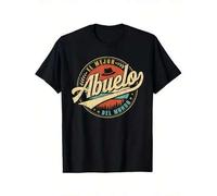 Shein 1 Camiseta gráfica vintage española para hombre - El Mejor Abuelo Del Mundo (The Best Grandfather in the World) - 100% corte holgado, cuello redondo,