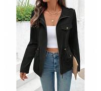 Shein 1 chaqueta casual de unicolor con cierre, ajustada a la cintura, de manga larga, con ajuste regular