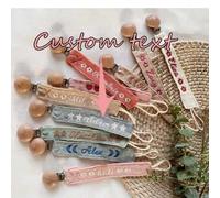 Shein 1 clip para chupete bordado personalizado, cadena de tela suave con bordado personalizado. Regalo para amigos, regalo de consuelo, regalo de cadena de