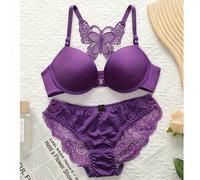 Shein 1 Conjunto de Sujetador con Relleno y Braga de Encaje para Mujer