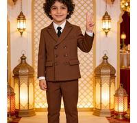 Shein 1 Conjunto de Traje Formal para Niños: 1 Chaqueta Blazer Cruzada + 1 Pantalón + 1 Corbata, Adecuado para Bodas, Actuaciones, Fiestas y Otras Ocasiones