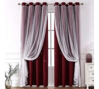 Shein 1 Cortina De Color Rojo Vino Con Pequeños Recortes En Forma De Estrella, Adecuada Para Sala De Estar/dormitorio Con Tela Transparente, Características