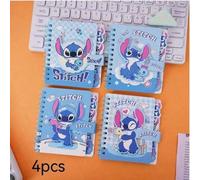 Shein 1 Cuaderno con enrollamiento cuadrado de Stitch de Disney aleatorio/4, 65 páginas, estilo americano, tema de dibujos animados de anime, tabla divisori