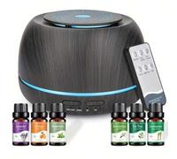 Shein 1 Difusor de aceites esenciales ultrasónico portátil mini USB de 300ml con función de humidificación. La máquina de aromaterapia de grano de madera ti