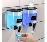 Shein 1 Dispensador de enjuague bucal montado en la pared, dispensador de jabón de presión manual para desinfectante de manos, champú, gel de ducha y loción
