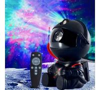Shein 1 Divertida luz de noche con proyección de cielo estrellado y astronauta negro, proyector de luz de lujo USB, proyector de cielo estrellado y aurora b
