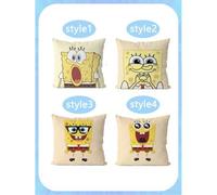 Shein 1 Funda de almohada con diseño de dibujos animados del personaje Bob Esponja, fabricada en material de poliéster súper suave y cómodo, lavable a máqui