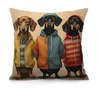 Shein 1 Funda de almohada de perro salchicha, decoración tradicional del hogar para la sala de estar, decoración del sofá