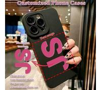 Shein 1 Funda de teléfono de silicona negra mate personalizable con impresión UV de firma personalizada de alta definición, adecuada para momentos casuales