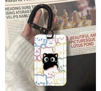 Shein 1 funda para tarjeta fotográfica portátil con bonito diseño de gato ABS, organizador de tarjetas para hombres y para uso diario y escolar, funda para