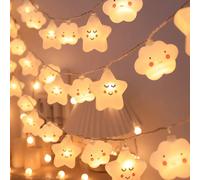 Shein 1 Guirnalda de luces brillantes con nubes y estrellas, 10 bombillas LED (fijas) y 20 bombillas LED (intermitentes), adecuadas para fiesta de cumpleaño