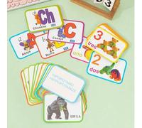 Shein 1 hoja de 28 tarjetas didácticas de aprendizaje cognitivo para niños en español, con números y letras de animales, tarjetas de memoria de doble cara d