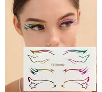 Shein 1 hoja de pegatina de tatuaje de delineador de ojos holográfico con patrón de estrella, maquillaje temático Festival/y2k y decoración de fiesta,tatuaj