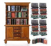 Shein 1 Juego 1:12 Escala Libros en Miniatura para Casa de Muñecas, Regalo Pequeño Anti-Estrés, Estantería y Gabinete con Estantes Abiertos y Cajones - Artí