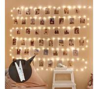 Shein 1 Juego de Cadena de Luces LED de 2/5M con 20/50 clips para fotografías, luces de hadas a batería para decoración de fiestas de bodas en interiores, p