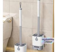 Shein 1 Juego de cepillo de baño montado en la pared, limpieza sin ángulos muertos, ahorro de espacio, material duradero, adecuado para baño, pared del inod