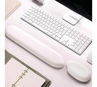 Shein 1 Juego de creativo cojín para ratón en forma de grano de arroz de PU suave blanco y silicona con lindo descanso de muñeca, soporte antideslizante par