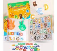 Shein 1 Juego de libros magnéticos de reconocimiento de alfabeto y aritmética para educación temprana, juego magnético de números y aritmética de dibu