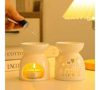 Shein 1 Juego de Quemador de Cera Cerámica Blanco (1 Portavelas + 1 Cucharilla) con Portavelas de Té | Quemador de Aceites Esenciales | Difusor de Velas Aro