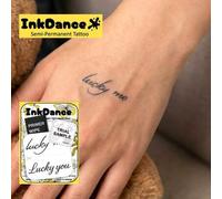 Shein 1 Kit "Lucky Duo" Nueva tecnología de tatuaje temporal, Suerte mía, Suerte tuya, Lindo, Semi-permanente, Tatuaje temporal, Arte corporal para mujeres,