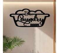 Shein 1 Letrero de metal retro para lavandería, Función: Decoración de pared, Nombre del producto: "The Laundry Room" Arte temático de metal - Perfecto para