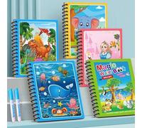 Shein 1 Libro de pintura mágica de acuarela reutilizable del mundo submarino - Juego de pintura con bolígrafos mágicos de colores