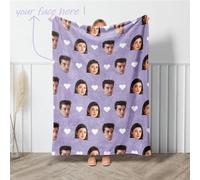 Shein 1 Manta personalizada con rostro, 2 mantas con rostro, elige tu propio icono, adecuada para mantas familiares suaves y cómodas, adecuada para camas, s