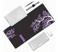 Shein 1 Pad para ratón de juego con flores de cerezo púrpuras grandes, disponible en 5 tamaños
