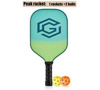 Shein 1 Paleta de pickleball + 2 pelotas, Paleta de pickleball de material de fibra de vidrio en color verde, núcleo de panel de abeja de polipropileno, dis