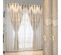 Shein 1 Panel 100% Opaco, Cortina bordada de estilo palaciego de lujo para sala de estar, dormitorio, villa, cortina europea elegante con tul transparente y