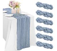 Shein 1 Paquete/6 Paquetes Cheesecloth Con Diseño De Gasa, Cheesecloth De Boho Rustico En Color Azul Para Corredor De Mesa, Perfecto Para Decoración De Baby