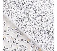 Shein 1 Paquete De 500/1000 Uds. 7x4mm Letras Del Alfabeto Redondas Blancas Cuentas Espaciadoras Sueltas Acrílicas Para Pulsera Diy, Collar, Fabricación De