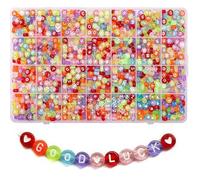 Shein 1 paquete de 7x4mm Cuentas espaciadoras sueltas de letras del alfabeto acrílicas redondas y transparentes de colores para hacer pulseras de la , colla