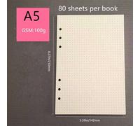 Shein 1 paquete de 80 hojas/160 páginas de papel de recambio con puntos, papel de cuaderno suelto punteado de 100g de grosor, disponible en 3 tamaños: A6 (6