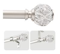 Shein 1 paquete de barra de cortina de metal plateado grueso de 28" a 122" de acero inoxidable, cabezal de barra de cortina decorativa de resina con lámina