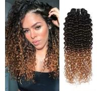 Shein 1 paquete de cabello humano brasileño de rizos de Jerry en los tonos 1B/4/30, cabello natural rizado y ondulado 100% de cabello humano para extensione