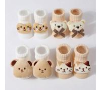 Shein 1 par/3 pares/4 pares de calcetines antideslizantes con diseños de dibujos animados para bebé, calcetines altos hasta la rodilla para bebé de 0 a 1 añ