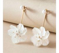 Shein 1 Par Aretes De Caída Decorados Con Perlas Falsas Y Diseño Floral