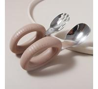 Shein 1 par Bebé de silicona & de acero inoxidable Tenedor con Set cuchara para aprendiendo a comer , longitud : 10.5 * 38CM