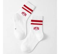 Shein 1 Par Calcetines Deportivos Medios De Becerro Con Diseño De Letras De Doble Barra Para Niños, Ropa Casual