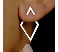 Shein 1 par de aretes con forma de diamante hueco minimalista, con diseño para llevar de dos maneras, chaqueta de oreja con forma de diamante única para muj