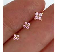 Shein 1 Par de aretes de botón de circonita cúbica de moda para mujer para bodas, compromisos, aniversarios, fiestas, joyería, regalos del Día de San Valent