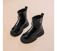 Shein 1 par de botas con cremallera delantera de unicolor para niños, adecuadas para la escuela, el transporte y el juego al aire libre, otoño/invierno