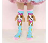 Shein 1 par de calcetines altos hasta la rodilla para niños, con estampado de perrito rosa, decoración de orejas 3D, calcetines infantiles, calcetines diver