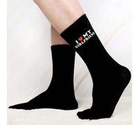 Shein 1 par de calcetines "Amo a mi novia", regalo lindo para el novio, aniversario, San Valentín, cumpleaños, regalo divertido para el novio, calcetines no