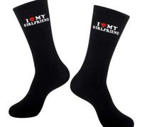 Shein 1 par de calcetines "Amo a mi novia", regalo lindo para el novio, aniversario, San Valentín, cumpleaños, regalo divertido para el novio, calcetines no