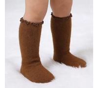 Shein 1 par de calcetines cálidos para niños, calcetines gruesos para el suelo, calcetines para bebé, calcetines para infantes, calcetines con borde de vola