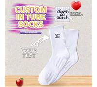 Shein 1 par de calcetines con cara bordada personalizados para hombres deportistas, calcetines personalizados con texto personalizado para chicos guapos y c